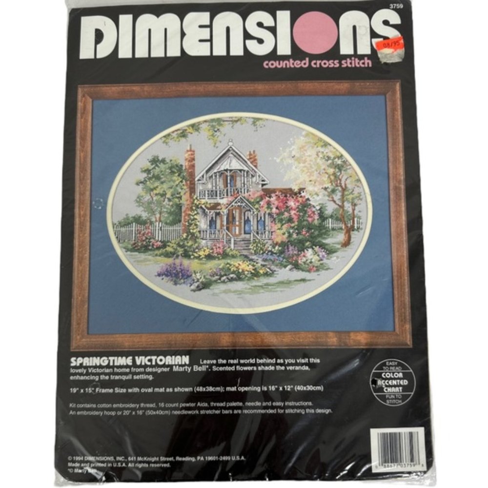 NWT Vintage 1994 Springtime Victorian Counted Cross Stitch Kit Marty Ball 19x15